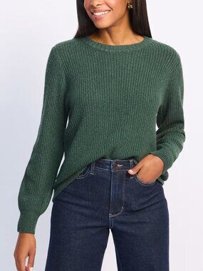 Cropped Ribbed Sweater – Size L Teal Green Market & Spruce Aspen